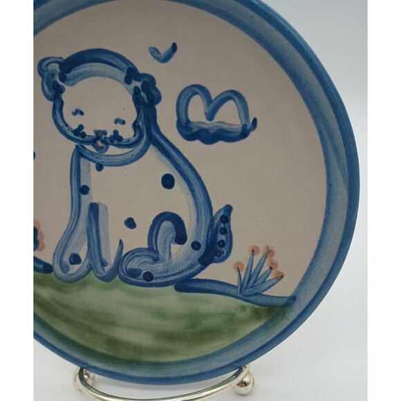 M A Hadley Pottery Plate Dog Puppy  Stoneware Vintage - Picture 5 of 6